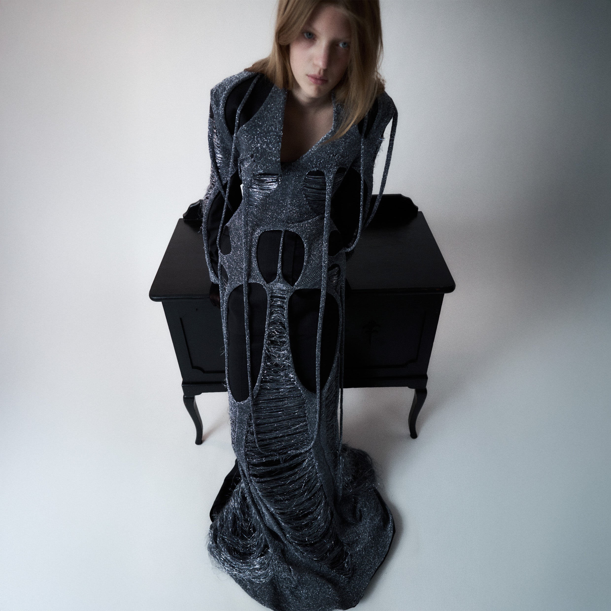 silver metallic knit dress Ashera Metallic Knit Dress SEROYA